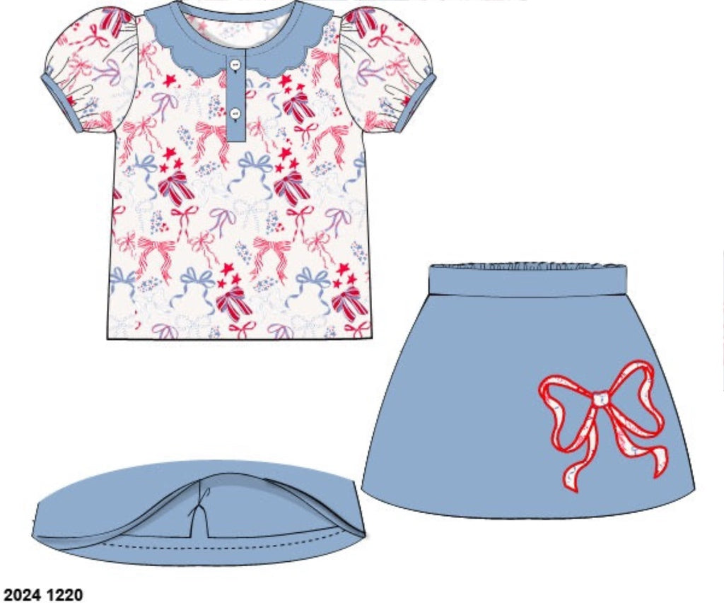 RTS: Party in the USA- Girls Knit Skort Set