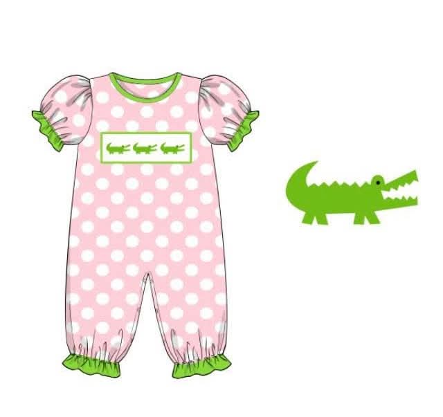 Throwback Pre Order: Alligator Alley- Girls Knit Romper