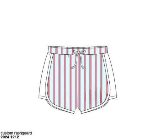 RTS: Patriot Stripe - Dad/Mini Woven Swim Shorts