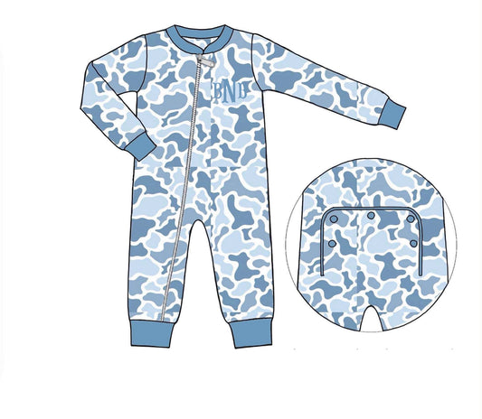 Camo Craze Flash Presale: Lounge- Unisex Blue Bamboo 1pc Zip Up