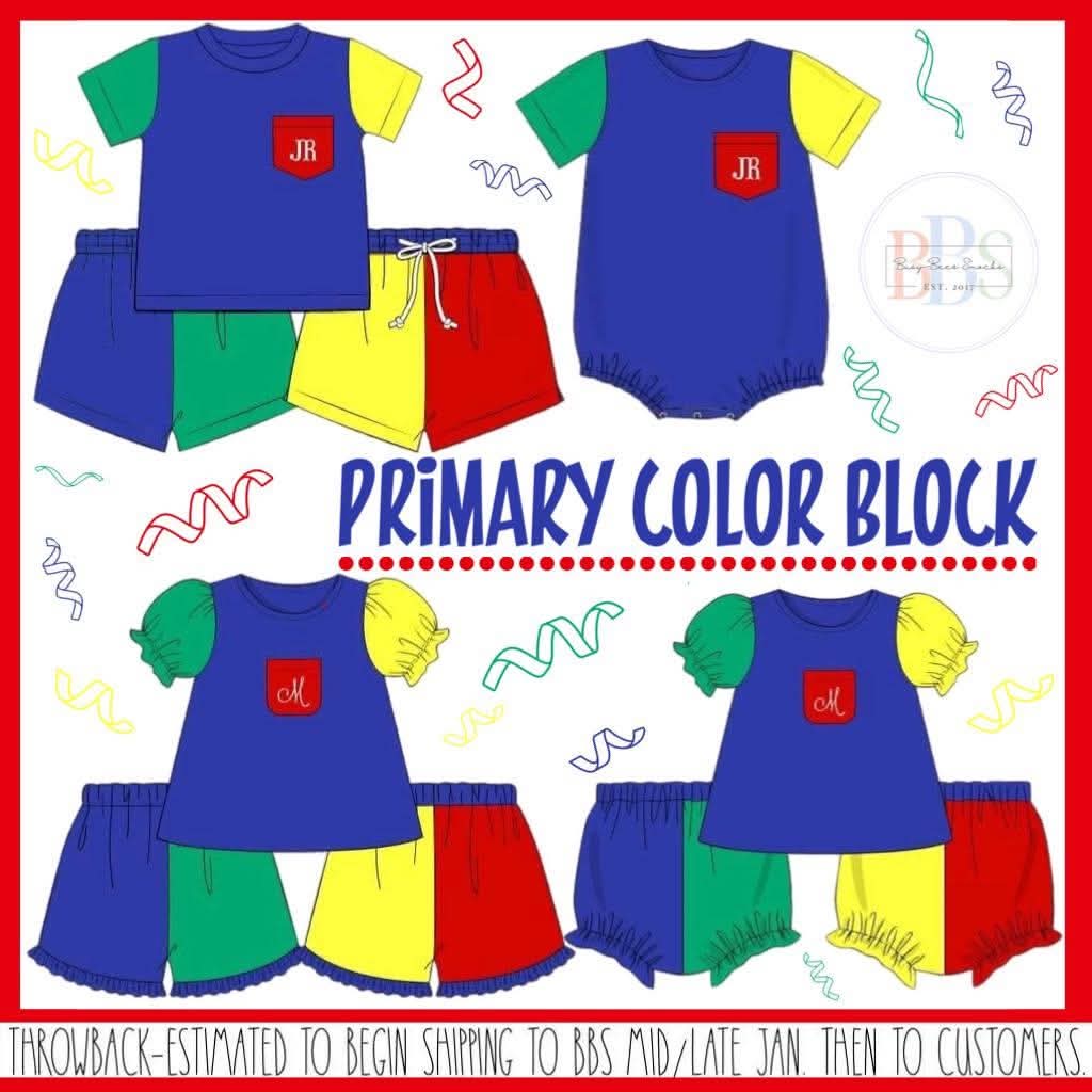 Throwback Pre Order: Primary Colorblock- Boys Knit Bubble