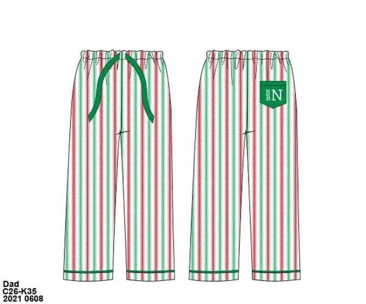 RTS: Christmas Lounge- Red & Green Stripe Adult Pants (No Monogram)