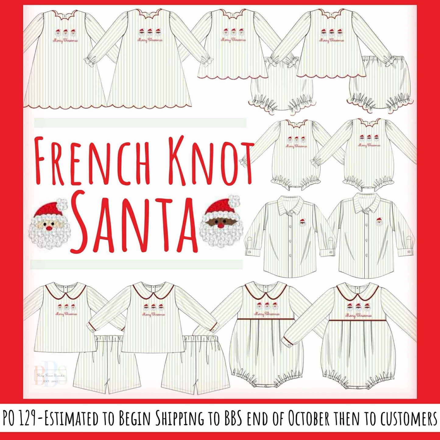 RTS: French Knot Santa- Boys Button Up Shirt