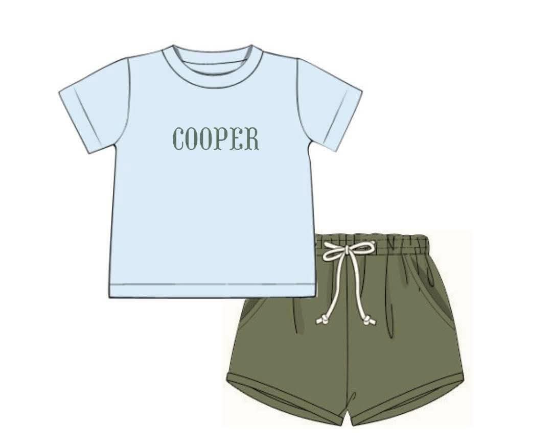 Pre Order 149: Lacey's Hydrangea- Boys Knit Shortie Set