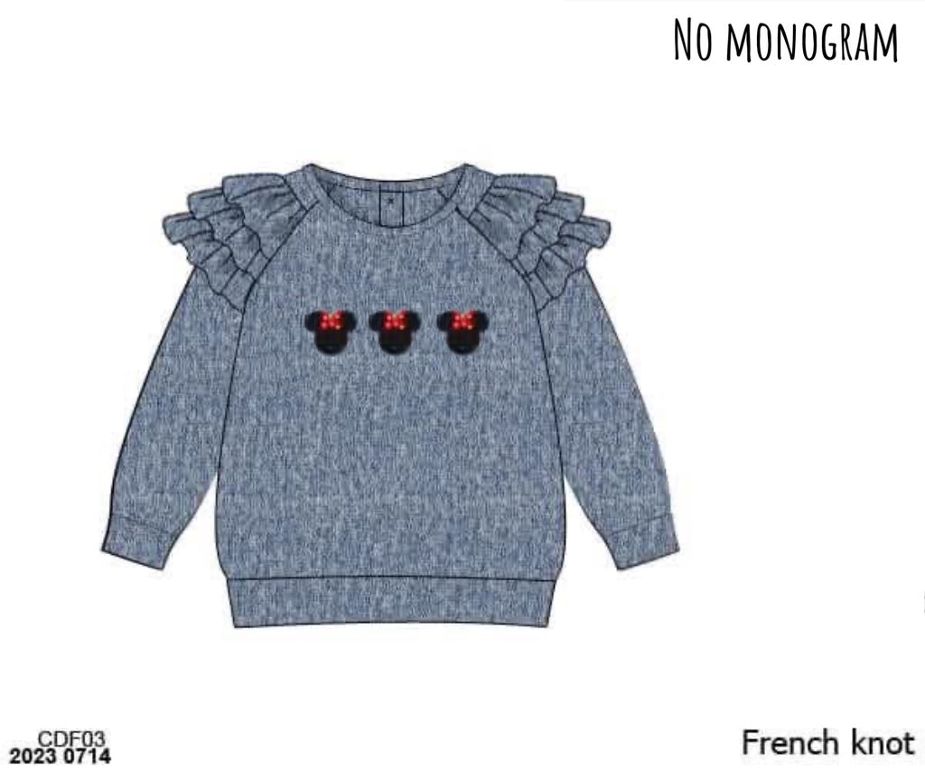 Pre Order 145: Girls Only- French Knot Mouse Sweater