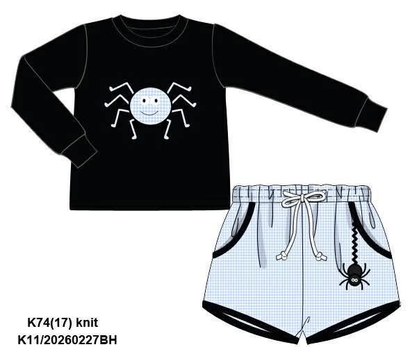 RTS: Itsy Bitsy Spider- Boys Appliqué Shortie Set