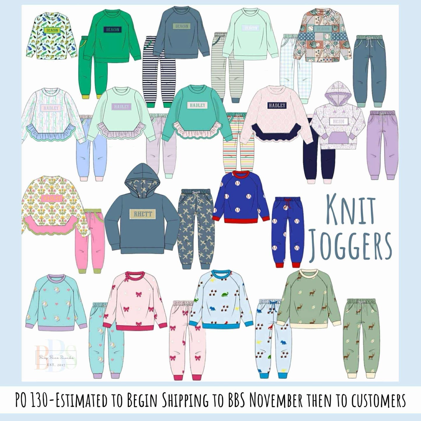 RTS: Knit Jogger- Girls Embroidered Unicorn Jogger Set