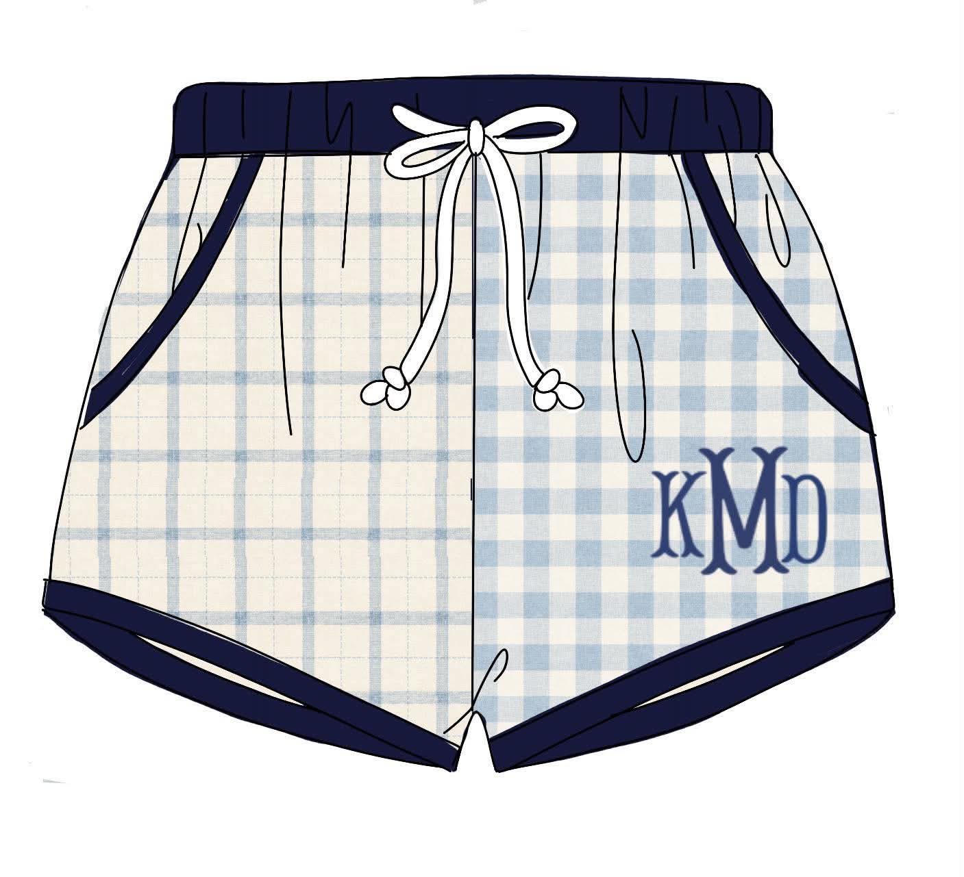 Pre Order 148: Kacie's Floral & Plaid- Boys Woven Swim Shorties