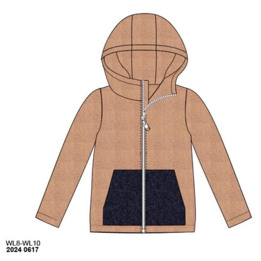 RTS: Wool Coats- Boys Tan Zipper Jacket