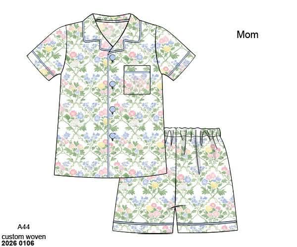 Pre Order 138: Mary-Keene Floral & Stripe Mom/Mini 2pc Satin Lounge Set