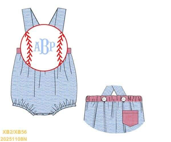 Pre Order 136: Baseball- Boys Woven Sunsuit
