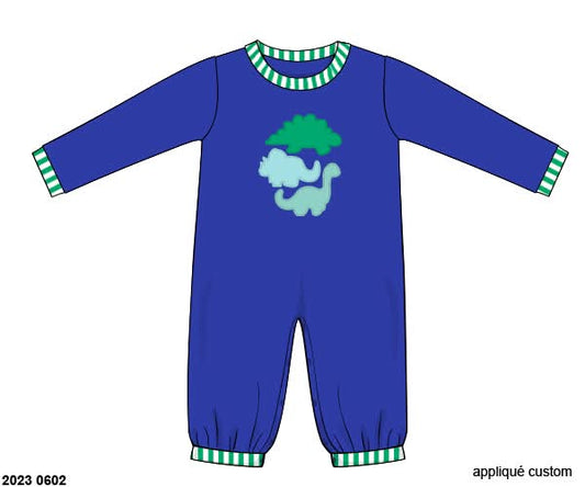 RTS: Watercolor Dinos- Boys Knit Romper