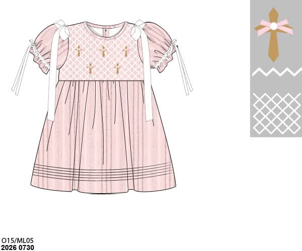 Pre Order 148: Linen Cross- Girls Short Dress
