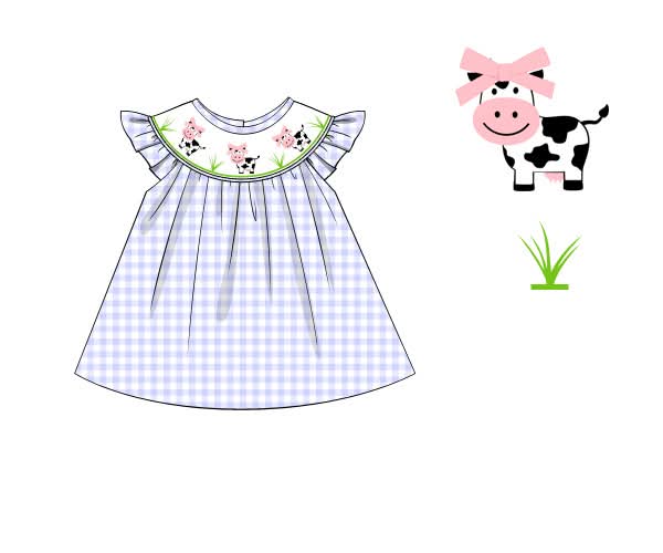 RTS: Critter Collection- Girls Smocked Cow Shirt