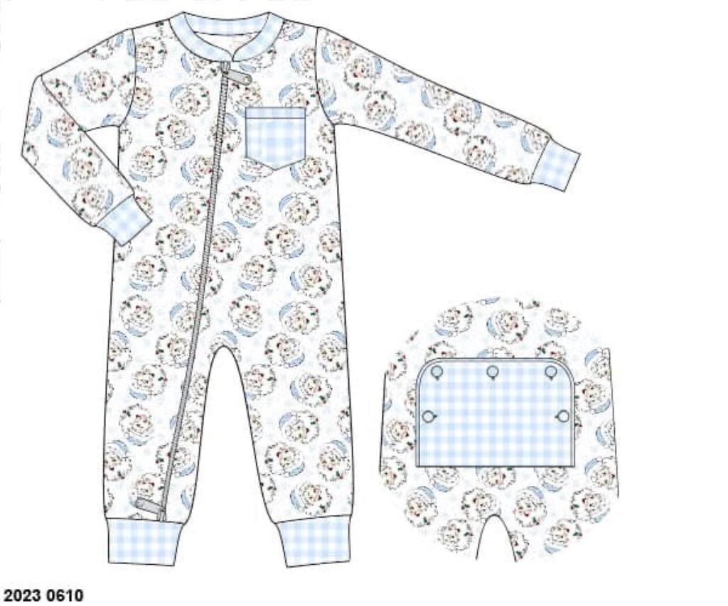 RTS: Pink & Blue Santa- Boys Knit 1pc Lounge