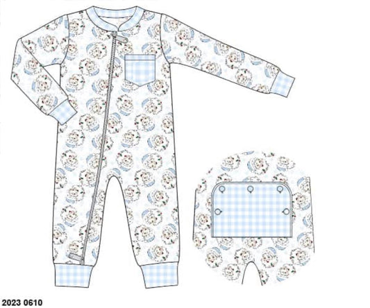 RTS: Pink & Blue Santa- Boys Knit 1pc Lounge