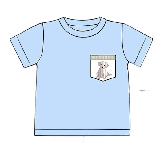 Pre Order 140: Boys Mix & Match- Puppy Pocket Knit Shirt