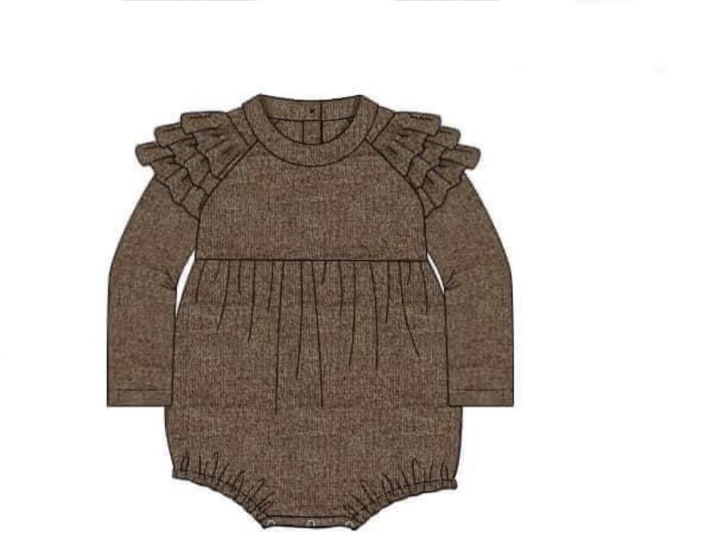 RTS: Fall Sweaters- Girls Brown Bubble "LITTLE SISTER"