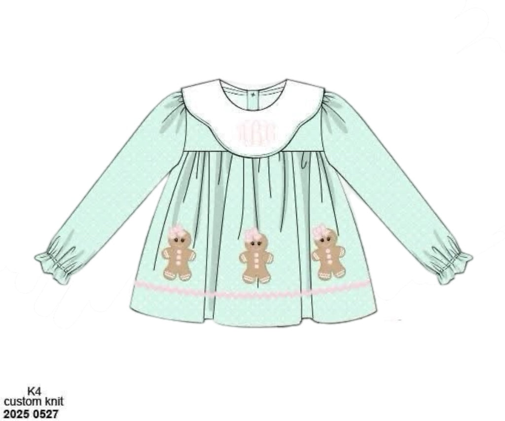 RTS: Christmas Shirt Only- Girls Gingerbread Shirt