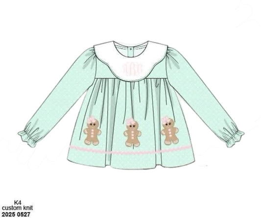 RTS: Christmas Shirt Only- Girls Gingerbread Shirt