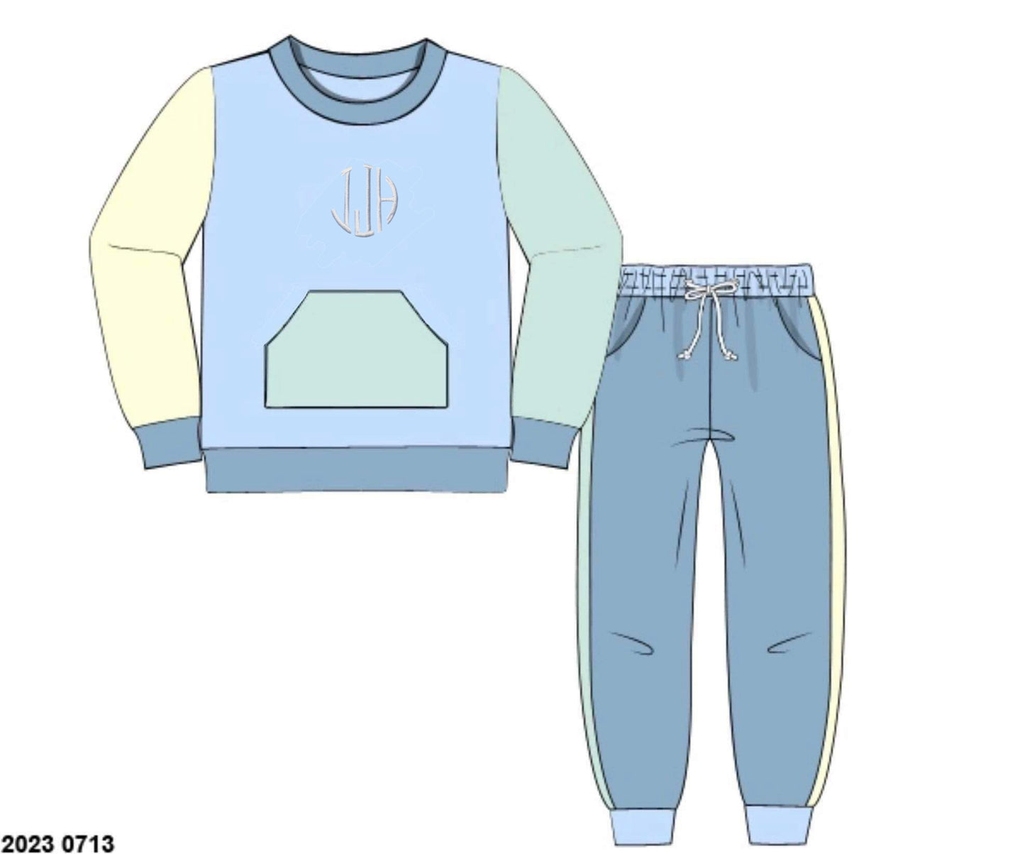 RTS: Winter Colorblock- Boys Knit Jogger Set “JJH”