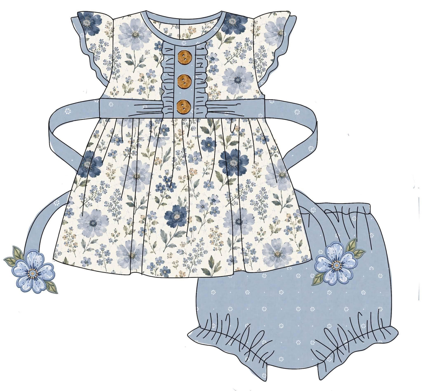 Pre Order 148: Kacie's Floral & Plaid- Girls Knit Bloomer Set