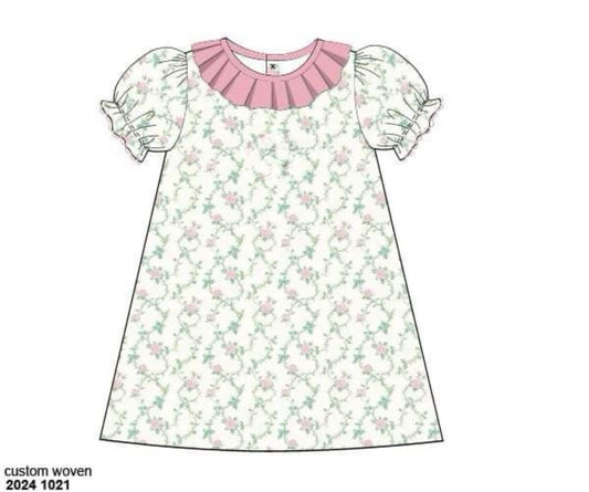 RTS: Rose Trellis- Girls Woven Dress