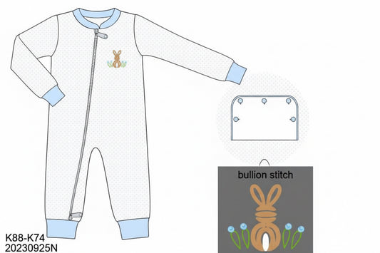 RTS: Snuggle Bunnies- Bullion Bunnies- Boys Knit 1pc Lounge (No Monogram)