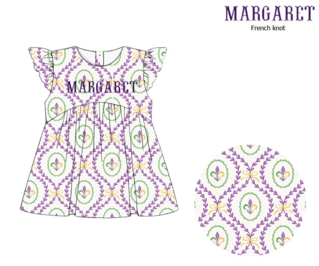 Pre Order 146: Mardi Party- Girls Trellis Knit Flutter Shirt