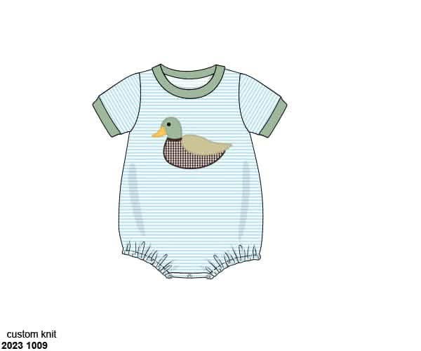 Pre Order 152: Boys Only- Duck Appliqué Knit Bubble