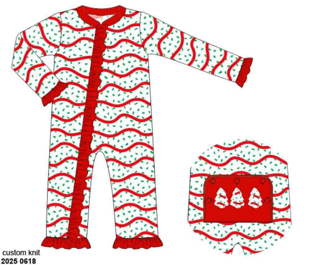 RTS: Christmas Tree Snacks- Girls Knit 1pc Lounge