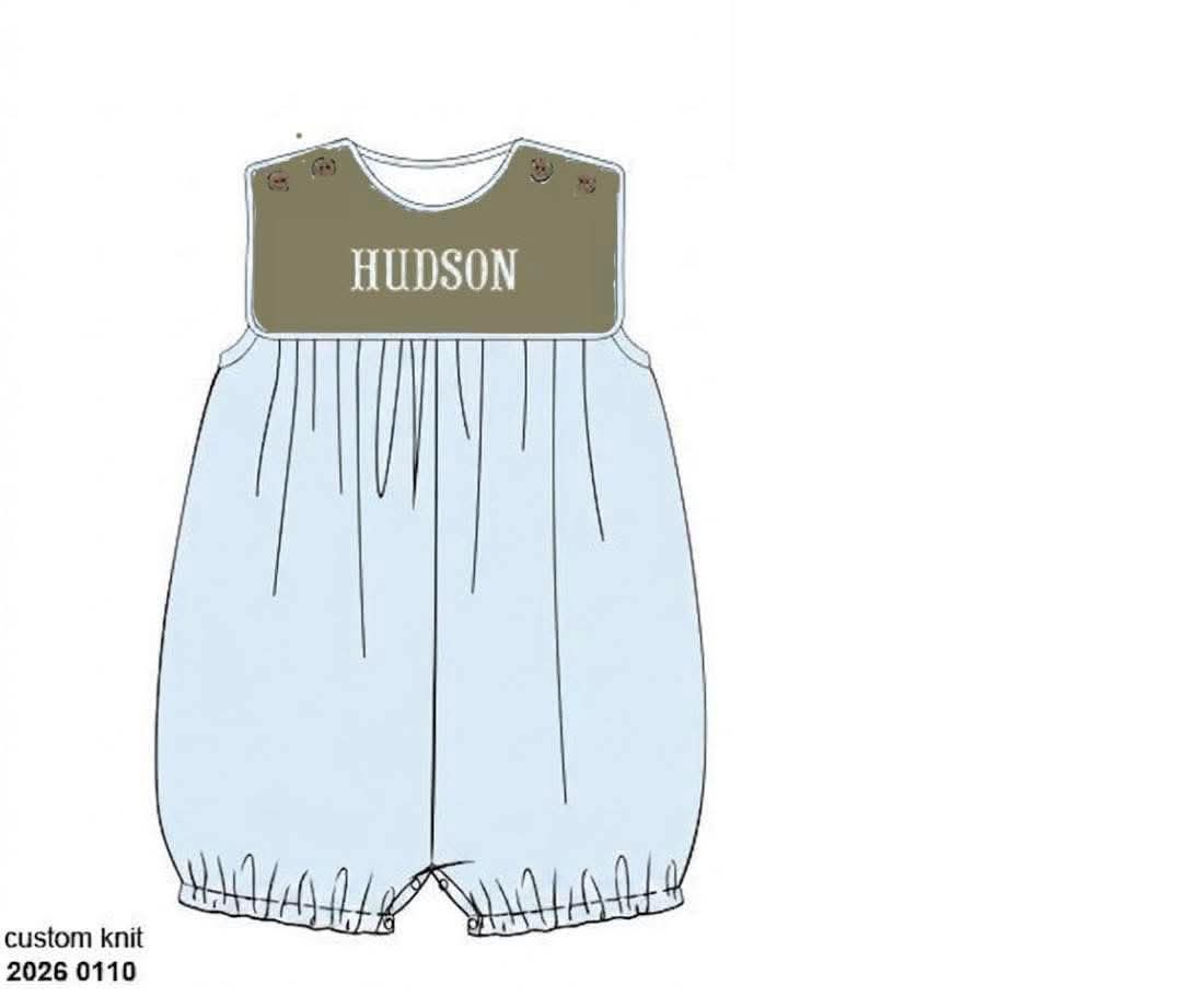 Pre Order 149: Lacey's Hydrangea- Boys Knit Bubble Romper