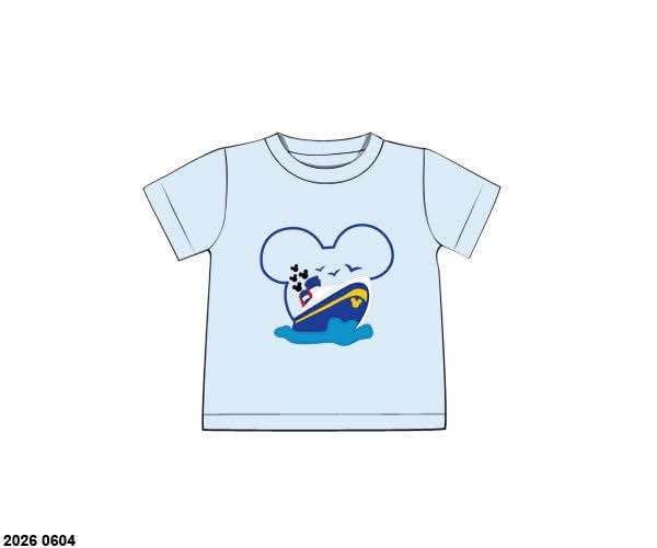 Pre Order 146: Characters- Boys Boat Vacation Appliqué Knit Shirt