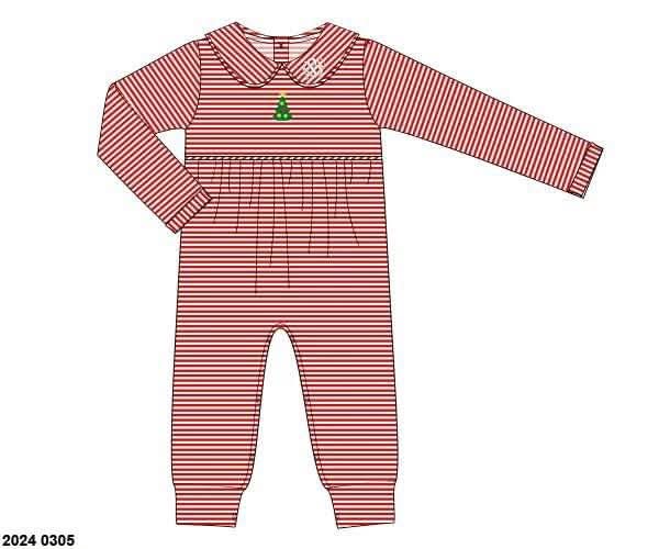 RTS: Embroidered Christmas Trees- Boys Knit Romper (No Monogram)