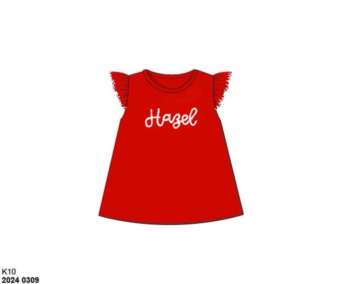 Pre Order 146: Basic Tees- Girls Red Chainstitch Knit Shirt