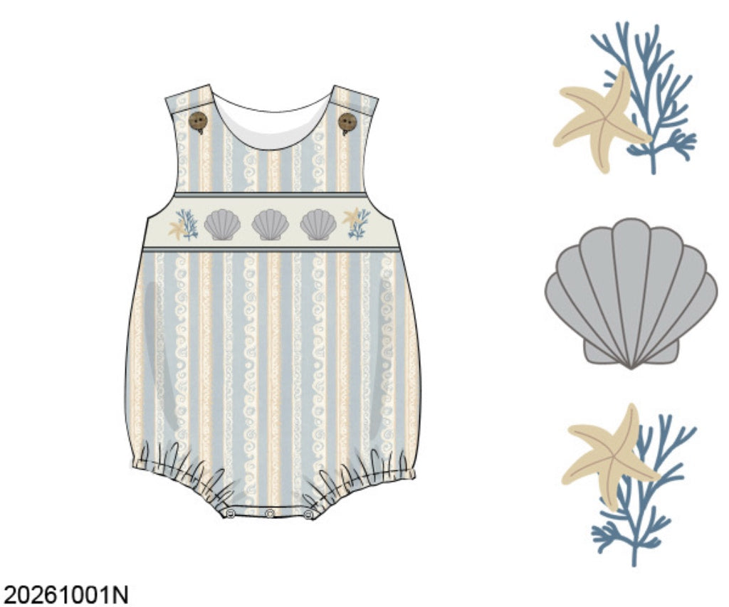 Pre Order 151: McKinney's Shells- Boys Smocked Woven Bubble