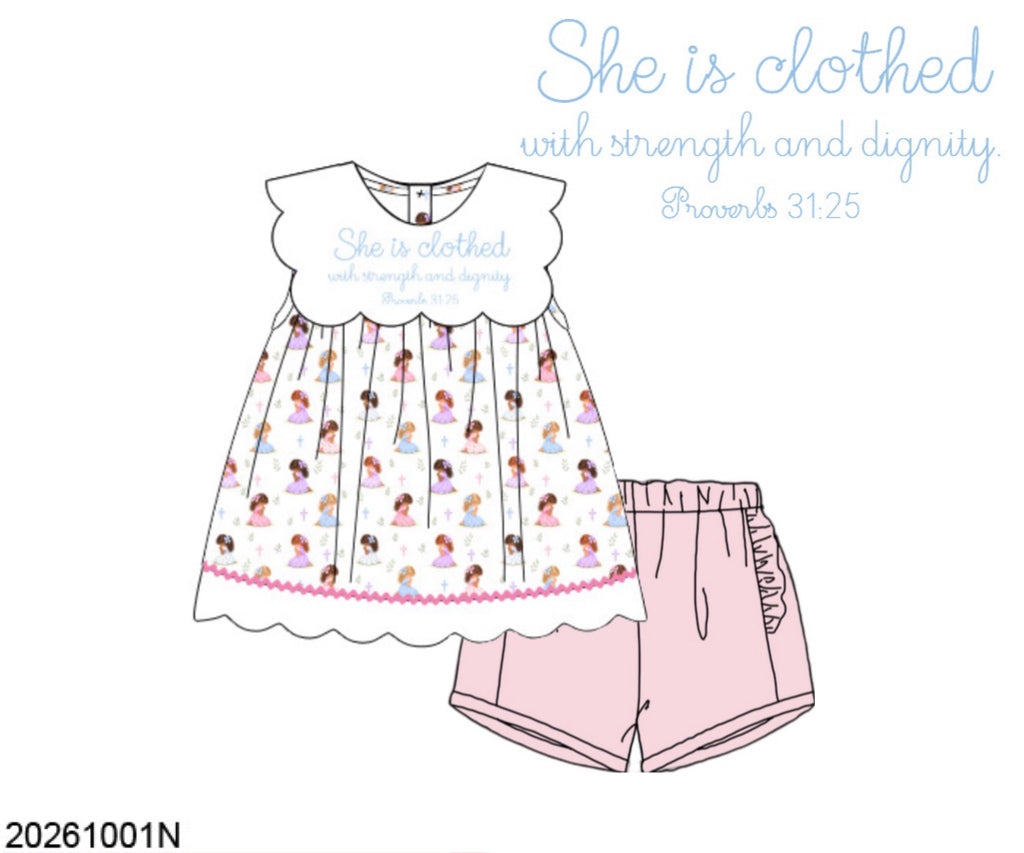 Pre Order 151: Little Hands, Big Prayers- Girls Knit Shortie Set