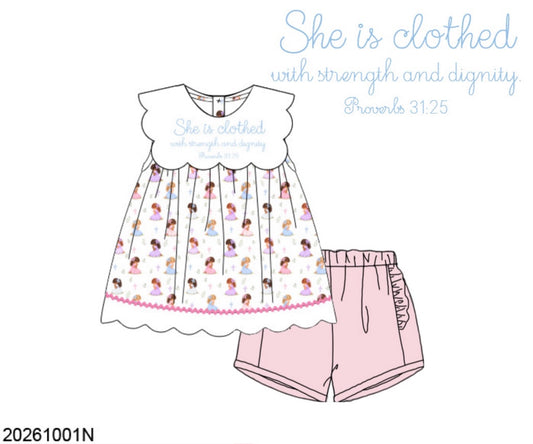 Pre Order 151: Little Hands, Big Prayers- Girls Knit Shortie Set
