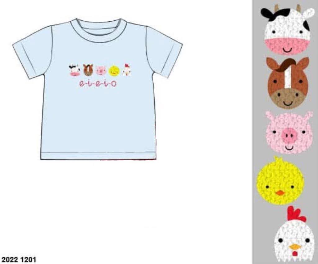 Pre Order 146: Boys Only- French Knot EIEIO Knit Shirt