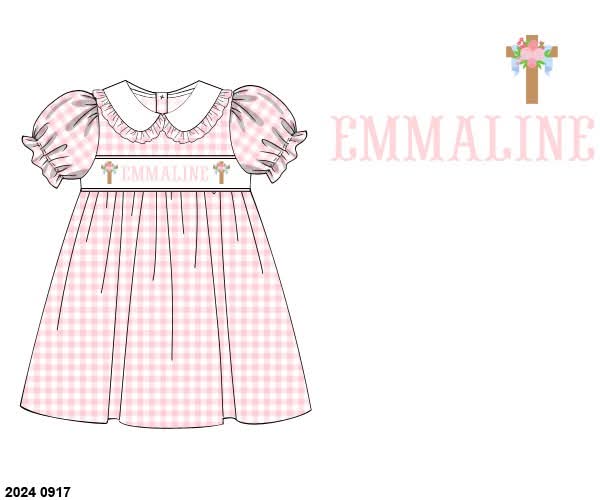Pre Order 148: Cross Name Smocks- Girls Knit Dress