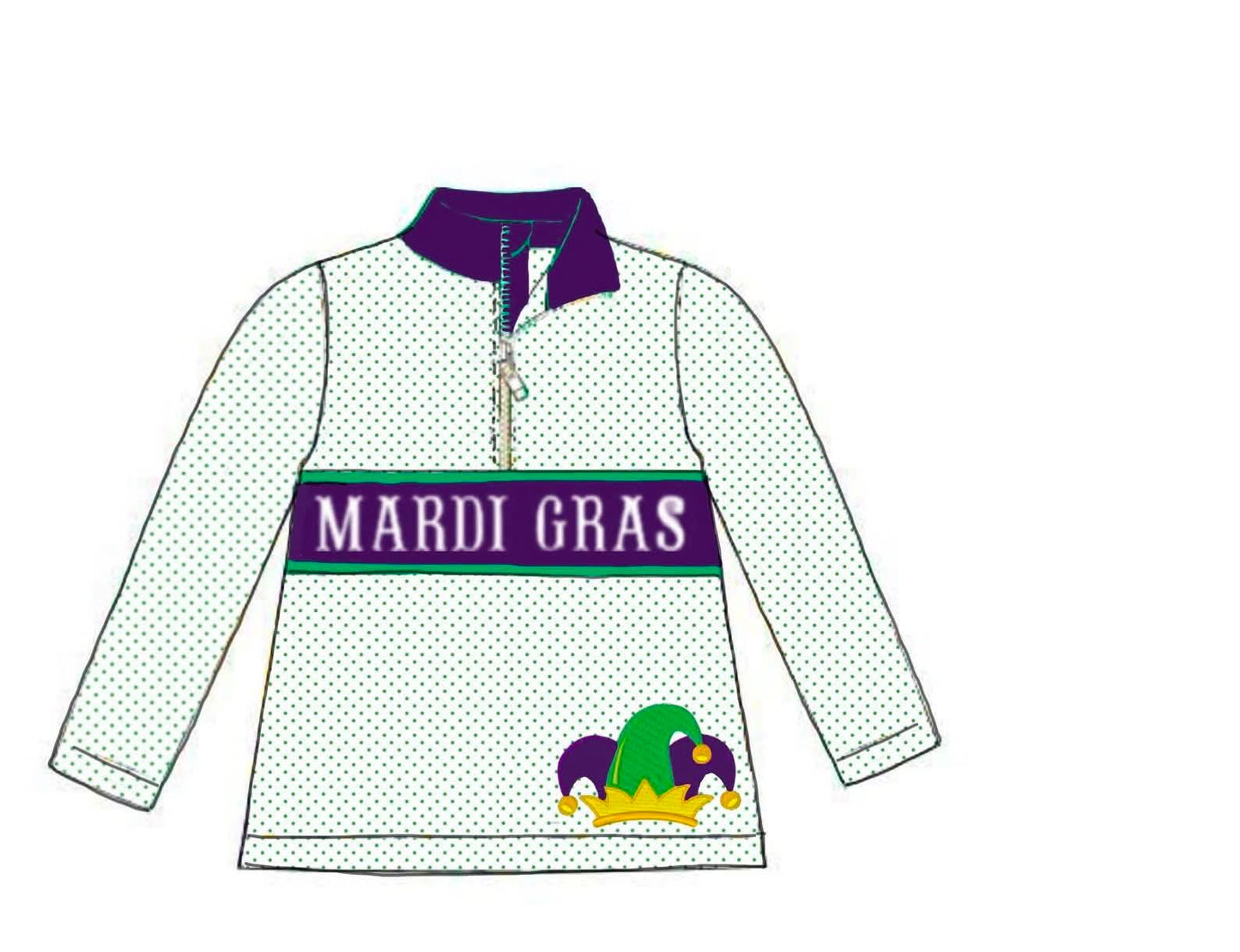 Pre Order 146: Mardi Party- Boys Jester Hat Name Smock Knit Pullover