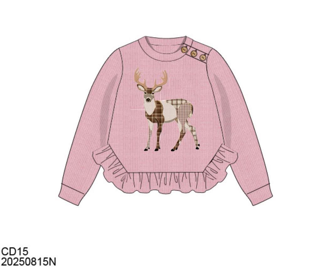 Honey 3: Homestead- Deer: Girls Appliqué Sweater