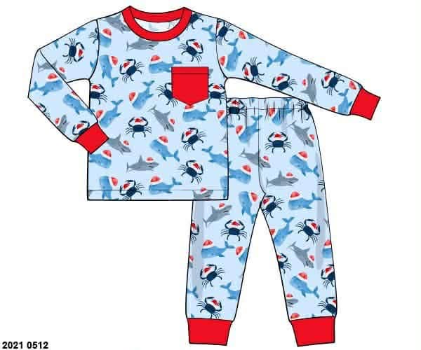 *CHRISTMAS RTS: Coastal Christmas- Boys Knit 2pc Lounge