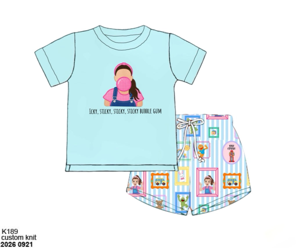 Pre Order 150: Icky Sticky- Boys Appliqué Shortie Set