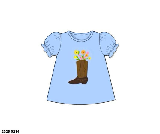 RTS: DEFECT- Girls Casual Mix & Match- Knit Floral Boot Shirt