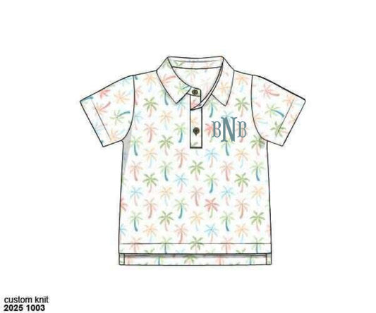 Pre Order 135: Pastel Palms- Dad/Mini Knit Polo