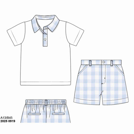 RTS: Spring Blues- Boys Woven Short Set (No Monogram)