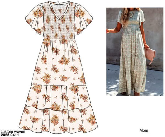 Pre Order 126: Rustic Blooms- Mom/Mini Woven Maxi Dress