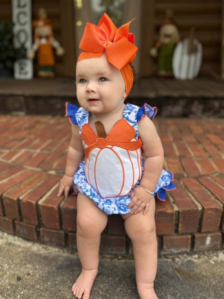 RTS: Chinoiserie Pumpkins- Girls Woven Bubble