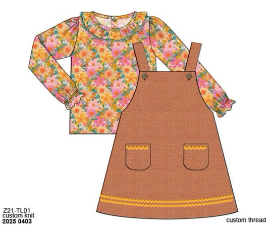 RTS: Poppy Floral & Plaid- Girls 2pc Linen Dress